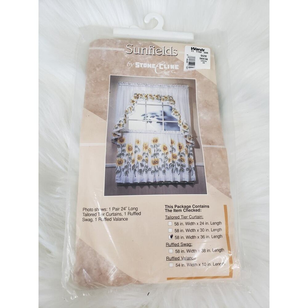 NEW Vintage Valance Tier Curtain Sunflower Country Set Floral Cottagecore‎